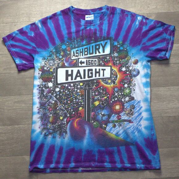 Haight/ Ashbury Blue & Purple Tie Dye Shirt Double Sided Ralph Hawke Manis - Picture 2 of 5